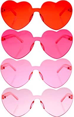 Amazon.com: 4 Pieces Valentines Heart Shaped Rimless Sunglasses Transparent Frameless Glasses Tinted Eyewear for Valentines Party Cosplay（Red, Rose Red, Pink, Light Pink）: Clothing Frameless Glasses, Valentines Accessories, Sunglasses Transparent, Heart Shaped Glasses, Tinted Glasses, Heart Glasses, Heart Party, Shaped Sunglasses, Heart Shaped Sunglasses