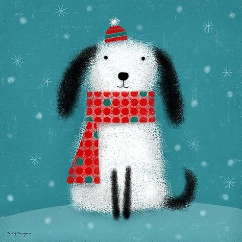 National Mutt Day, Watercolor Christmas Cards Diy, Terry Runyan, Winter Art Lesson, Whimsical Art Paintings, Winter Projects, Christmas Accents, Animal Art Prints, Winter Illustration