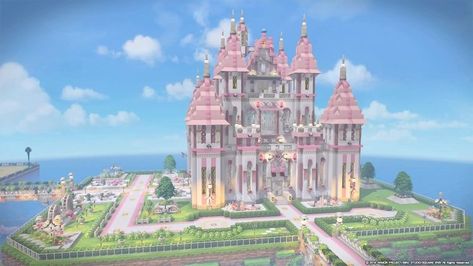 Minecraft Medium Castle, Pink Castle Minecraft, Minecraft Pink Castle, Minecraft Palace, Dragon Quest Builders 2, Minecraft Kingdom, Rumah Minecraft Sederhana, Minecraft Mansion, Bangunan Minecraft