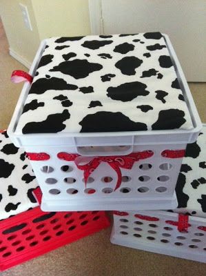 Cow Print Classroom, Barnyard Classroom, Milk Crate Seats, Small Group Table, Farm Classroom Theme, Cow Print Fabric, Crate Seats, Farm Preschool, Farm School