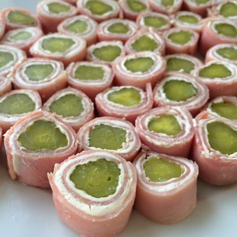 Ham And Pickle Appetizers, Cucumber Ham Cream Cheese Roll Ups, Hillbilly Party Appetizers, Pickle Rollups Appetizers, Christmas Apatizer Ideas, Turkey Pickle Cream Cheese Roll Ups, Pickle Ham Roll Ups, Hillbilly Appetizers, Hillbilly Party Food