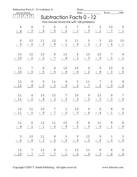 Subtraction fluency drill math facts by Brent  Daigle, Ph.D.  via slideshare Math Fact Worksheets, Math Addition Worksheets, First Grade Math Worksheets, Math Board, Math Drills, Math Subtraction, Math Fact Fluency, 2nd Grade Math Worksheets, Addition Facts