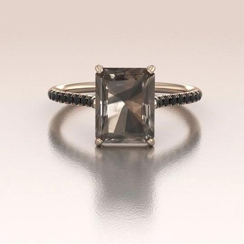 Fine designer jewelry handcrafted in LA. Shop our collection of 14K Engagement Rings, Wedding Bands, and delicate stackable rings. We use only ethically sourced diamonds and precious stones. Modern Bride Jewelry, Smoky Quartz Engagement Ring, Wedding Rings Emerald Cut, Black Diamond Jewelry, Quartz Engagement Ring, Black Engagement Ring, Smoky Quartz Ring, Quartz Color, Emerald Cut Rings