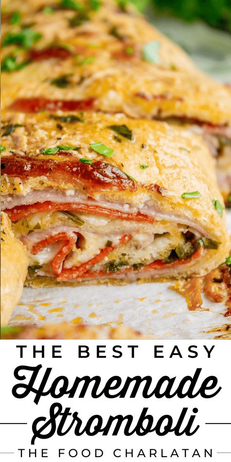 How To Make Stromboli, Easy Stromboli, Sandwich Dinner, Stromboli Recipe Easy, Homemade Stromboli, Stromboli Recipe, Pizza Salad, The Food Charlatan, Chicken Ham