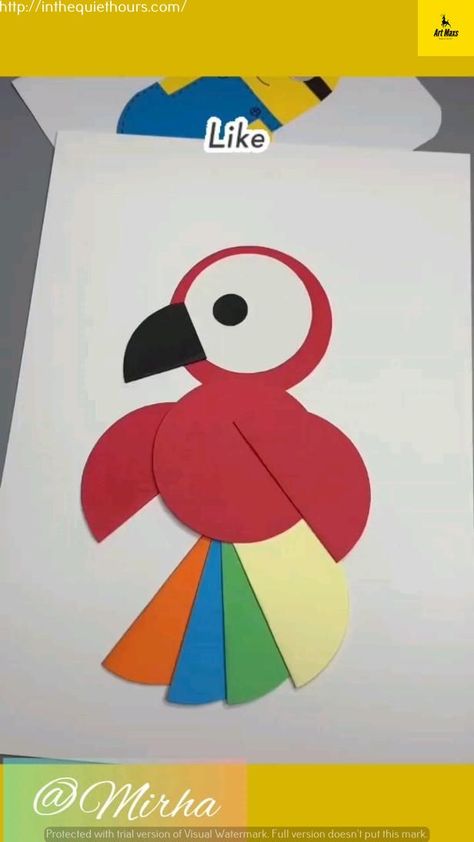 Hand Work For School, Bird Craft Preschoolers, Activities On Birds For Preschoolers, Birds Projects For Kids, Birds Diy Crafts, Paper Craft Bird, Animal Paper Crafts For Kids, Bird Activity Preschool, Birds Arts And Crafts For Kids