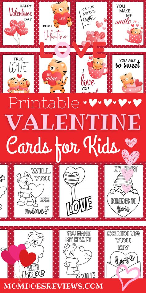 Printable & Customizable Valentine's Day Cards for Kids! - Mom Does Reviews Free Printable Valentine Cards For Kids, Printable Valentines Day Cards For Kids, Candyland Invitations, Valentines Day Sweets, Free Valentine Cards, Cute Valentines Day Cards, Free Printable Valentines Cards, Make Decorations, Printable Valentines Day Cards