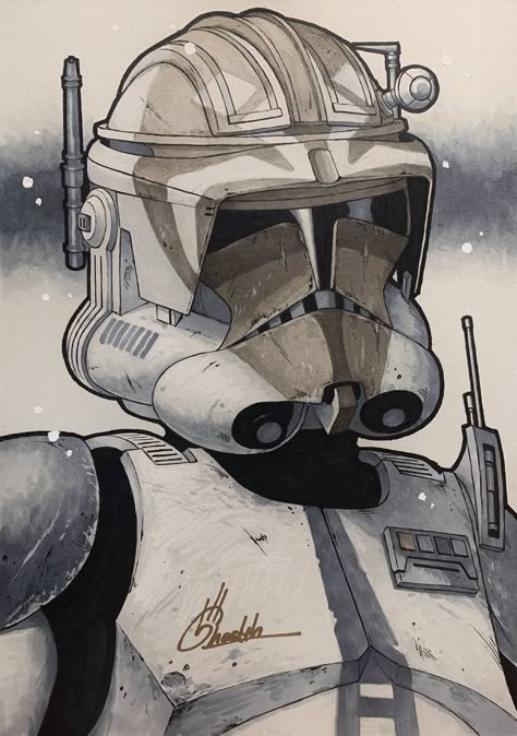 Clone Trooper Drawing Reference, Clone Drawing, The Mandalorian Drawing, Clone Trooper Drawing, Star Wars Clone Troopers Fan Art, Clone Trooper Sketch, Clone Trooper Art, Star Wars Clone Troopers Art, Clone Commanders