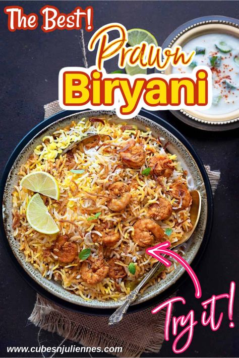 Dainty and delightful shrimp biryani that will make you ask for more and more. Sharing my signature restaurant style layered prawns dum biryani recipe similar to the Hyderabadi version. It is super simple, easy and fragrant rice and shrimp dish that your entire family will thoroughly enjoy. Shrimp Biryani Recipe, Shrimp Biryani, Prawn Biryani Recipes, Hyderabadi Cuisine, Super Healthy Smoothies, Dum Biryani, How To Cook Fish, Biryani Recipe, Shrimp Dishes