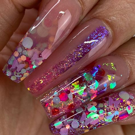 Raw Glitter Nails, Graffiti Nails, Stilleto Nails Designs, Nail Paint Shades, 2024 Nails, May Nails, Colorful Nail Art, Colorful Nail, Nail Jewels