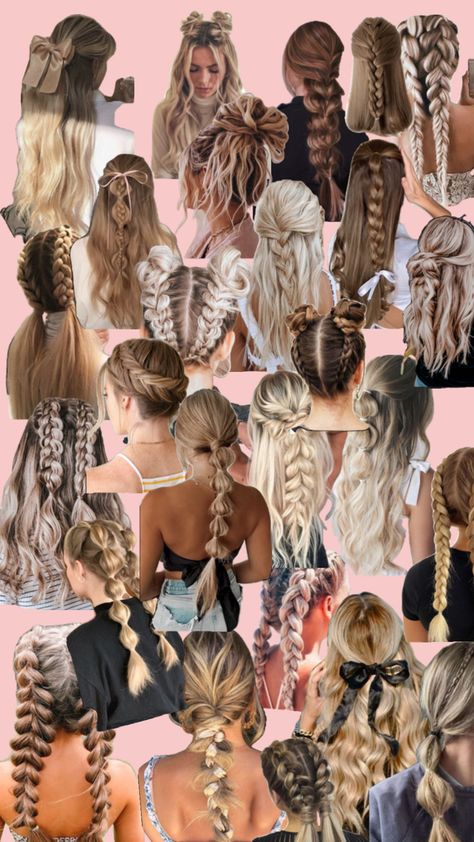 Cute Hairstyles For Curled Hair Simple, Pretty Braids For Medium Hair, Hair Inspired Medium Length, Dance Hair Inspiration, Dofe Expedition Hairstyles, Four Of July Hairstyles, Simple Braids For Medium Length Hair, Cute Hairstyles Color, Hawaii Hair Styles