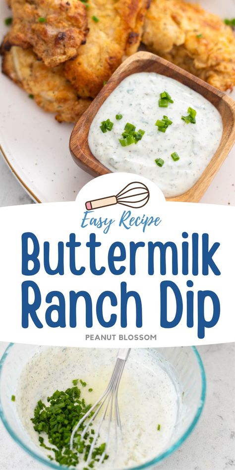 Make this easy homemade buttermilk ranch dip to dunk baked chicken tenders or nuggets in instead of the bottled stuff for the kids. This also makes a delicious ranch dressing for a salad or raw baby carrots. Buttermilk Ranch Dip, Side Salads For Parties, Buttermilk Ranch Dressing Recipe, Homemade Buttermilk Ranch, Kid Food Recipes, Peanut Gallery, Buttermilk Ranch Dressing, Raw Veggies, Easy Recipes Dinner