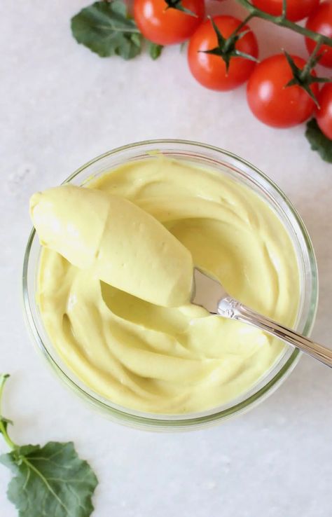 Vegan Mayo Recipe • Veggie Society Recipes With Silken Tofu, Tofu Dipping Sauce, Tofu Dip, Vegan Mayo Recipe, Silken Tofu Recipes, Vegan Carbonara, Veggie Society, Gremolata Recipe, Yogurt Ranch Dressing