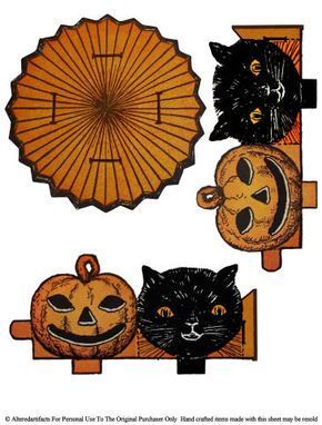 5 Free Vintage Halloween Printable Decorations / Va-Voom Vintage | Vintage Fashion, Hair Tutorials and DIY Style Vintage Halloween Crafts, Vintage Halloween Printables, Cats And Pumpkins, Quotes Halloween, Dulceros Halloween, Imprimibles Halloween, Vintage Halloween Images, Image Halloween, Halloween Paper Crafts