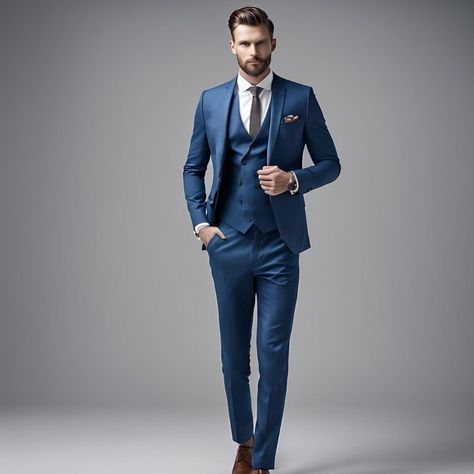 Dark Blue Mens Suit, Trending Suits, Wedding Suits Men Blue, Suits Party Wear, Party Wear Suits, Suits Groom, Formal Wedding Attire, Dark Blue Suit, Mens Wedding Attire