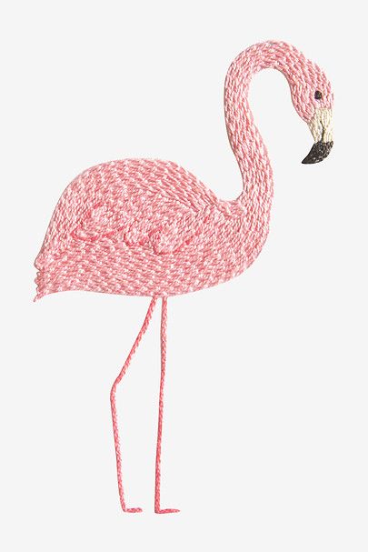 Flamingo Embroidery Pattern, Bee Cushion, Flamingo Embroidery, Free Embroidery Patterns, Simple Hand Embroidery Patterns, Flamingo Pattern, Moon Pattern, Embroidery Transfers, Pola Sulam