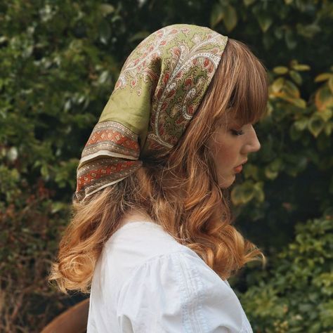 Headscarf Aesthetic, Boho Headscarf, 100 Face Challenge, Face Challenge, Aesthetic Character, Head Scarf Styles, Head Scarves, Peasant Style, Needful Things