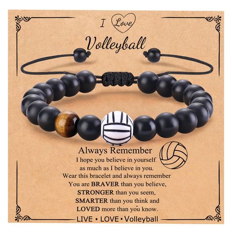 PRICES MAY VARY. Volleyball Bracelet: Special design with cool Volleyball charm, Bracelet come with a inspirational card read "Always remember you are braver than you believe, stronger than you seem, smarter than you think, and loved more than you know." Volleyball Gifts: This bracelet is a great gift for Volleyball players, Volleyball lovers, Volleyball teams, Volleyball fans, son, grandson, friends and yourself on his graduation, birthday, Christmas, Valentine's Day and Other Anniversaries. MA End Of Year Volleyball Gifts, Volleyball Senior Gift Ideas, Volleyball Gifts For Players Diy, Senior Volleyball Gifts, Volleyball Gifts For Players, Volleyball Senior Night Gifts, Volleyball Banquet, Volleyball Teams, Volleyball Accessories