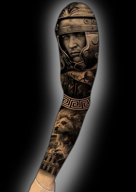 Roman Pattern Tattoo, Roman Theme Tattoo, Roman Tattoo Mythology, Roman Tattoo Sleeve, Roman Sleeve Tattoo, Centurion Tattoo, Roman Tattoo Design, Ancient Rome Tattoo, Roman Empire Tattoo