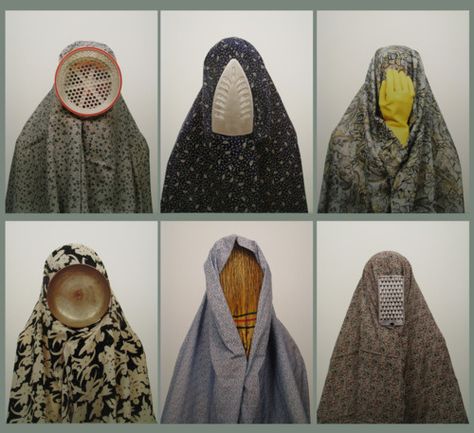 Shadi Ghadirian: "Domestic Life" Shadi Ghadirian, Sculpture Contemporary Art, Sculpture Contemporary, Iranian Art, Masks Art, Arts Ed, Gcse Art, Feminist Art, Art Installations