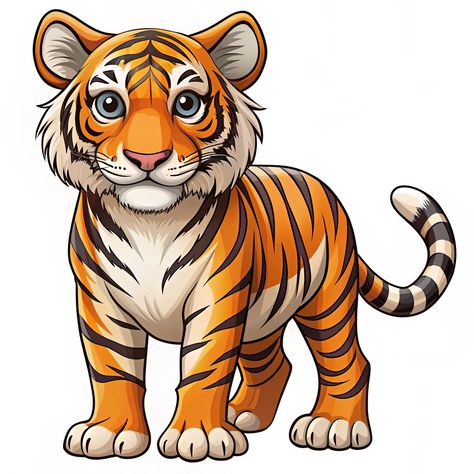 Animated Tiger, Cute Tiger Cartoon, Tiger Clipart, Cartoon Animal Drawings, Tiger Cartoon, Tiger Drawing For Kids, Zoo Drawing, Zoo Animal Coloring Pages, Cartoon Tiger