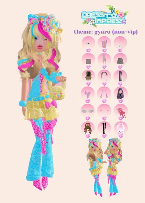 Gyaru Dress To Impress, Dti Gyaru, Top Model Dress, Disney Inspired Dresses, Movie Star Dress, Dress Impress, Dti Ideas, Crochet Disney, European Summer Outfits