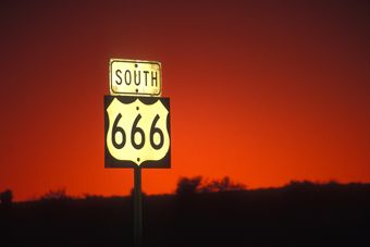 Highway 666 New Mexico Indrid Cold, Highway To Hell, Southern Gothic, Orange Aesthetic, Street Sign, Haunted Places, + Core + Aesthetic, Red Aesthetic, American Horror Story