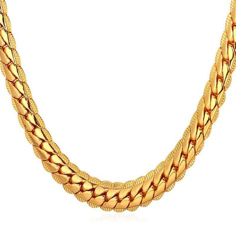 Gold chain for men women 6/9mm wide 18k gold/rose gold/platinum/black plated flat herringbone chain necklace Cheap Gold Jewelry, Gold Jewellery India, Figaro Necklace, Gold Chain Design, Chain For Men, Herringbone Necklace, Snake Chain Necklace, Gold Chains For Men, Gold Chain Jewelry