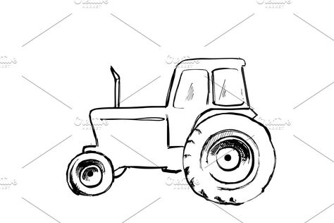 Tractor sketch. Agricultural machine. Hand drawn farmer equipment #Sponsored , #Ad, #Agricultural#machine#Tractor#sketch Tractor Sketch, Illustration Sketches, Name Art, Christmas Projects, Botanical Art, Handmade Art, Business Card Design, Drawing Sketches, Tractor