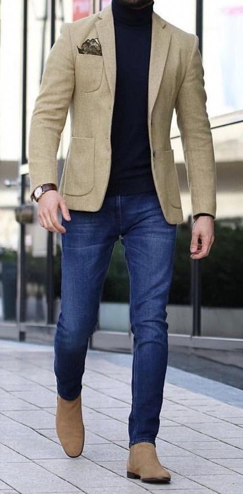 Outfits For The Office, 21 Outfits, Blazer Outfits Men, Mode Tips, Mens Fashion Blazer, Tan Blazer, Mens Casual Dress Outfits, Jordan 1s, Mens Fashion Casual Outfits