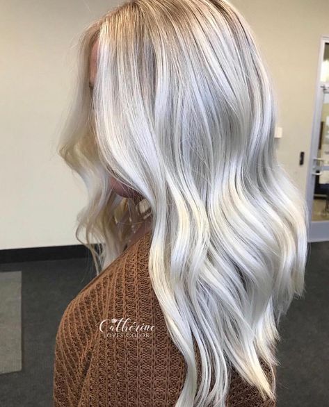 Image may contain: one or more people Highlights For Dark Brown Hair, Icy Blonde Hair, Highlights Balayage, Makeup Tip, Caramel Highlights, Cool Blonde, Light Hair Color, Winter Hair Color, Platinum Blonde Hair