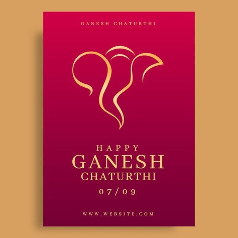 Free vector ganesh chaturthi poster temp... | Free Vector #Freepik #freevector #vertical #information-poster #design-poster #poster-template Ganesh Nimajjanam, Ganesh Chaturthi Poster, Ganpati Invitation Card, Poster Template Design, Information Poster, Logo Psd, Free Business Card Mockup, Ganesh Chaturthi, Business Card Maker