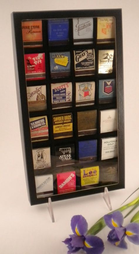 Matchbook Display, Collection Display Ideas, Jewelry Display Cases, Wall Stand, Jewelry Display Case, Collection Display, Display Cases, Unique Display, Wood Case