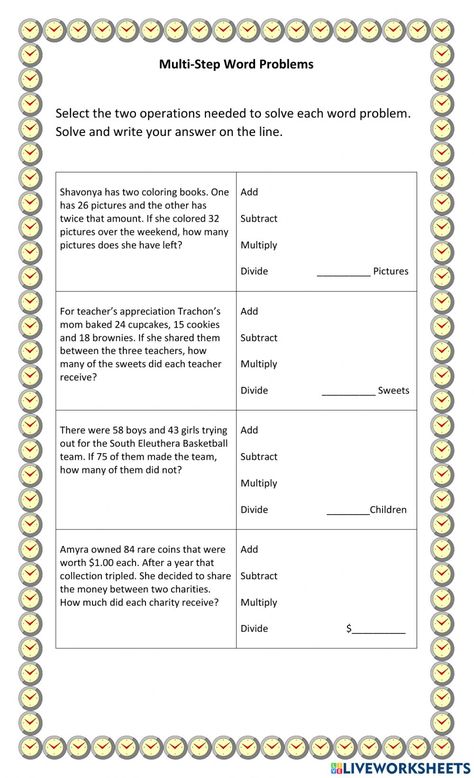 Ejercicio de Multi Step Word Problems Multi Step Word Problems 3rd Grade, Multi Step Word Problems 4th Grade, Word Problems 3rd Grade, Math Story Problems, Inverse Functions, Multi Step Word Problems, Multi Step Equations, Algebra Equations, Mathematics Worksheets