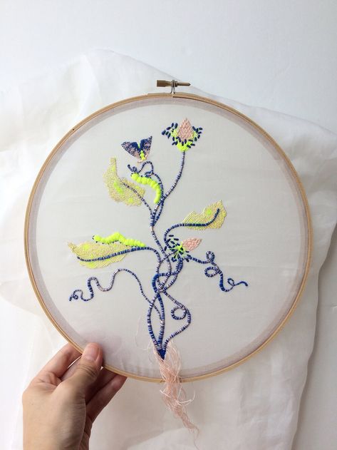 Neon Embroidery, Valentine Words, Illustration Studio, Embroidery Lessons, Textile Art Embroidery, Sewing Machine Embroidery, Contemporary Textiles, Bead Embroidery Patterns, Design And Illustration