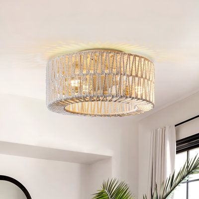 The semi flush mount ceiling light is a stunning lighting fixture that combines rattan and metal element to create a bohemian and rustic ambiance in your room. When the lamp is turned on, it emits a warm light that creates a beautiful pattern on the ceiling, adding a wonderful boho feeling to your space.Additionally, the hollow design of the ceiling light fixture allows the light to illuminate the room effectively.When used in combination with dimmable bulbs and a dimmer switch (not included), i Small Bedroom Light Fixtures, Mediterranean Light Fixtures, Lights Boho, Rattan Ceiling Light, Mediterranean Vibes, Rattan Light, Metal Element, Rattan Light Fixture, Bedroom Light Fixtures