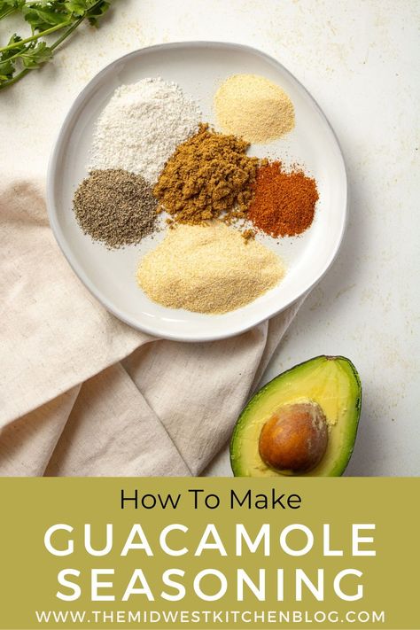 Make this DIY guacamole seasoning the next time you are whipping up a batch of guacamole! It's warm and savory and just takes your homemade guacamole to the next level! This homemade seasoning mix is easy to make with 6 ingredients and it tastes so much better than the store bought packets! Guacamole Seasoning Mix Recipe, Guacamole Seasoning Recipe, Diy Guacamole, Homemade Guacamole Seasoning, Dip With Corn, Guacamole Seasoning, Chicken Seasoning Mix, Breakfast Sausage Seasoning, Summer Dinner Recipes Grill