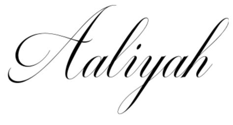 Aaliyah Aaliyah Tattoo Name, Aaliyah Tattoo Ideas, Aaliyah Name Wallpaper, Aaliyah Drawing, Aaliyah Tattoo, Aaliyah Name, Letter Drawings, Cursive Letters Font, Music Scrapbook