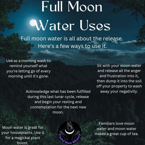 2025 Full Moons, Full Moon Water Making, Full Moon Water Uses, Moon Water Uses, Universal Spirituality, All Moon Phases, December Full Moon, Moonlit Path, Full Moon Water