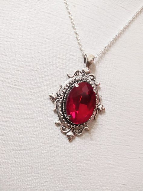 Ruby Red Necklace, Vampire Necklace, Vampire Jewelry, Necklace Ruby, Witch Necklace, Victorian Necklace, Necklace Gothic, Scarlett Witch, Gothic Necklace