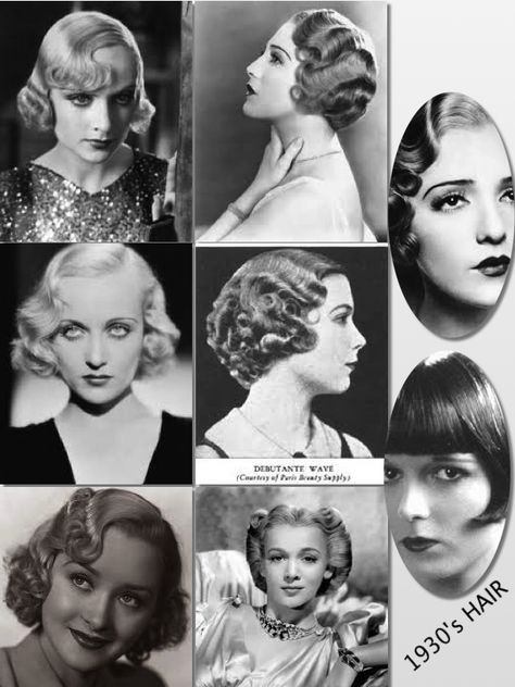 Beauty, Hairstyles, Style GuideFebruary 26, 2015 1930s Hairstyles: Elegant Waves for Women Blonde bombshell Jean Harlow wears soft curls in 1930s image.  Blonde bombshell Jean Harlow wears soft curls in 1930s image.  In the 1930s, the major trends for hairstyles were all about waves. With a softer look than the sleek bob and tight ringlets of the 1920s, women began wearing their hair in more feminine styles with parts sweeping to the side or down the middle. 1930's Hair, 1920 Hairstyles, 1930s Hairstyles, Bebe Daniels, 1930s Hair, Hairstyles Elegant, Finger Curls, 1920s Looks, 1920s Women