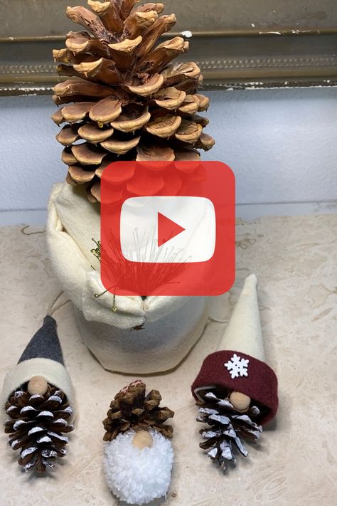 pinecone gnomes ornaments Diy Pine Cone Gnome Ornaments, Gnomes Pinecone Crafts, Pinecone Gnome Ornaments Diy, Gnomes From Pinecones, Pinecone Gnomes Ornaments, Gnomes Made Out Of Pinecones, Diy Pine Cone Gnomes, Gnomes Made With Pinecones, Diy Christmas Ornaments Pinecones