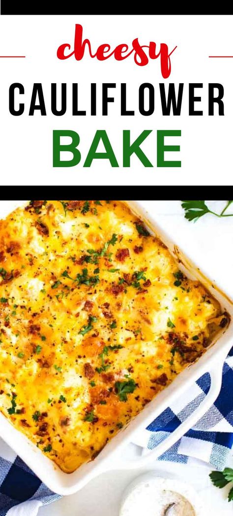 Anytime I can satisfy my cravings for Macaroni and Cheese  in a way that doesn’t involve a lot of carbs I am ecstatic. Cheesy Cauliflower Bake is one of my go-to dinners.  #kickingcarbs #lowcarbrecipe #ketodinner #keto #cauliflower #cauliflowermac Keto Cauliflower Mac And Cheese, Easy Main Course Recipes, Cheesy Cauliflower Bake, Cauliflower Bake, Keto Casseroles, Cauliflower Mac And Cheese, Cheesy Cauliflower, Best Low Carb Recipes, Baked Cauliflower