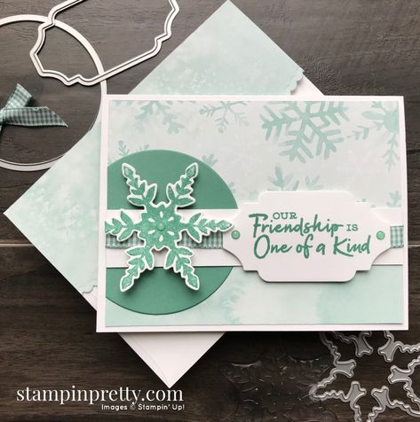 Friendship is One of a Kind with Snowflake Wishes Bundle by Stampin\' Up! Card by Mary Fish, Stampin\' Pretty Mary Fish, Stampin Pretty, Snowflake Cards, Stampin Up Christmas, Fancy Fold Cards, Our Friendship, Christmas Cards To Make, Card Making Inspiration, Card Tutorials