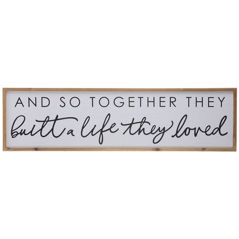 Get Built A Life They Loved Wood Wall Decor online or find other Quotes Wall Art products from HobbyLobby.com Wood Quotes Wall Decor, And So Together They Built A Life Sign, Living Room Wall Decor Hobby Lobby, Wall Signs With Quotes Home Decor, Farmhouse Quotes Wall Art, Together They Built A Life They Loved, Wall Writing Decor Quotes, Wall Words Decor, Family Room Wall Decor Ideas