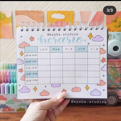 Timetable Ideas Aesthetic, Calendario Aesthetic, Timetable Design, خريطة ذهنية, School Timetable, Bullet Journal Mood Tracker Ideas, Bullet Journal Paper, Bullet Planner, Time Table