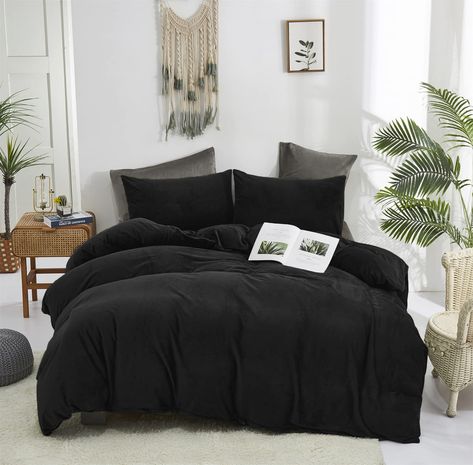 PRICES MAY VARY. 【High Material】: Our black velvet comforter is high quality velvet out fabric with soft ultra microfiber inner fill. Super soft, durable, breathable, and machine washable. 【3Pcs Black Fluffy Queen Comforter Sets】 : 1 x queen comforter ( 90" x 90") + 2 x standard pillowcases ( 20" x 26"). 【Velvet Design】: Soft black fluffy comforter fluffy plush shaggy fabric design bedding blankets comforter sets for women men. Give you a warm room, and our black velet comforter sets with two pi Shabby Chic Comforter, Black Comforter Sets, Ruffle Comforter, Bedding Comforter Sets, Black Bed Set, Shabby Farmhouse, Full Size Comforter, Queen Size Comforter Sets, Fluffy Comforter