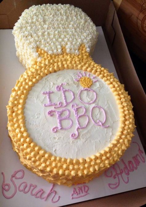 Engagement shower cake - "I Do BBQ" theme I Do Bbq Cake Ideas, I Do Bbq Cupcake Ideas, Bbq Cake Ideas, I Do Bbq Cake, I Do Barbeque Ideas, I Do Bbq Ideas, Bridal Bbq, I Do Barbeque Decorations, Rehearsal Bbq