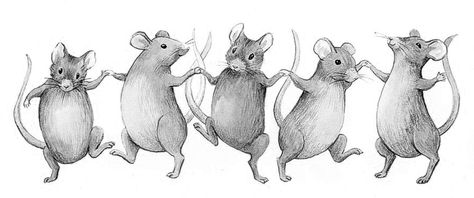 Mice Drawing, Mouse Reference, Mouse Dancing, Dancing Mice, Dancing Mouse, Dancing Sketch, Running Drawing, Rain Illustration, Ballet Drawings