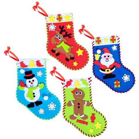 Christmas Stockings Sewing, Felt Stocking Kit, Christmas Stocking Kits, Diy Stockings, Felt Christmas Stockings, Christmas Stockings Diy, Felt Stocking, Christmas Craft Kit, Decorations For Home