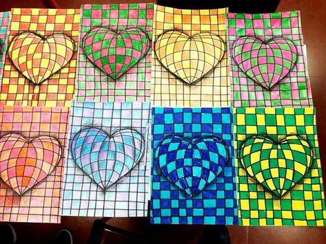 Op Art Lessons, Valentine Art Projects, Arte Doodle, Middle School Art Projects, I Am Passionate, Art Lessons Middle School, 5th Grade Art, 3rd Grade Art, Zen Doodle Art